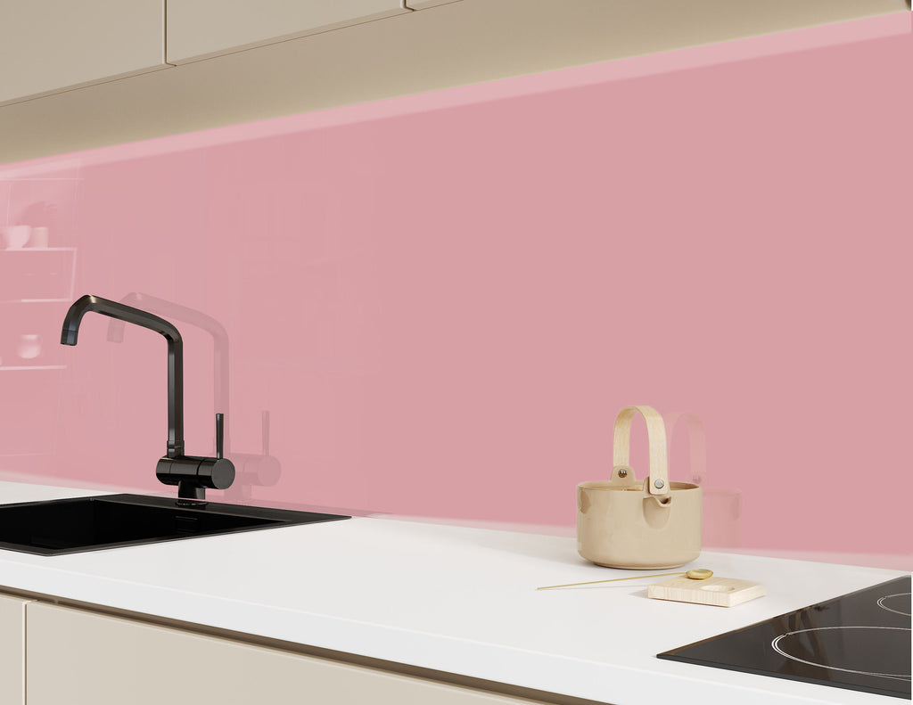 Blush Pink - Glass Kitchen Backsplash-BacksplashArtworks