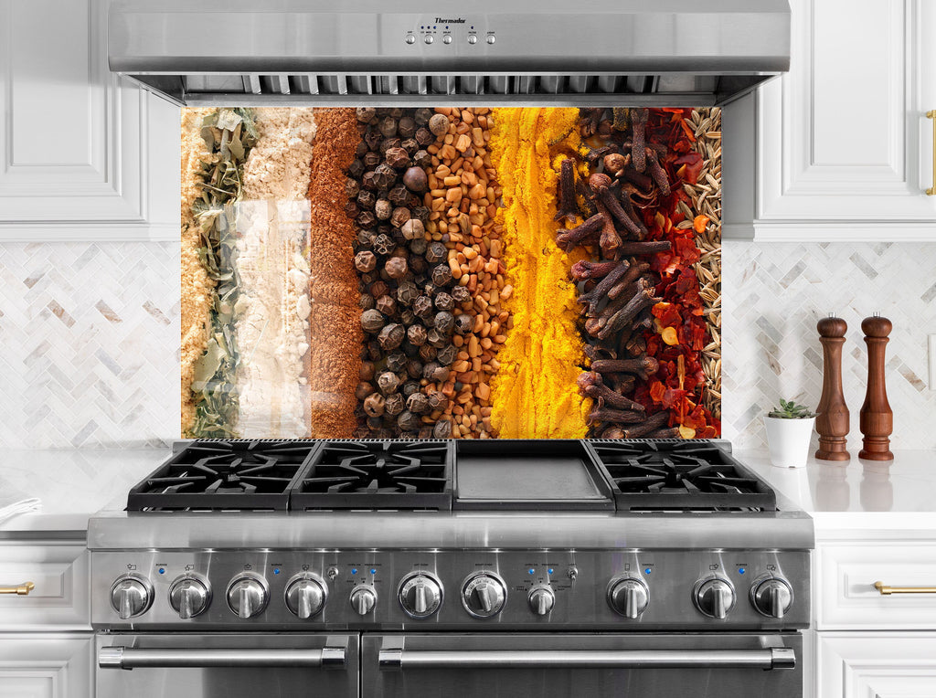Spice Spectrum - Glass Kitchen Backsplash-BacksplashArtworks