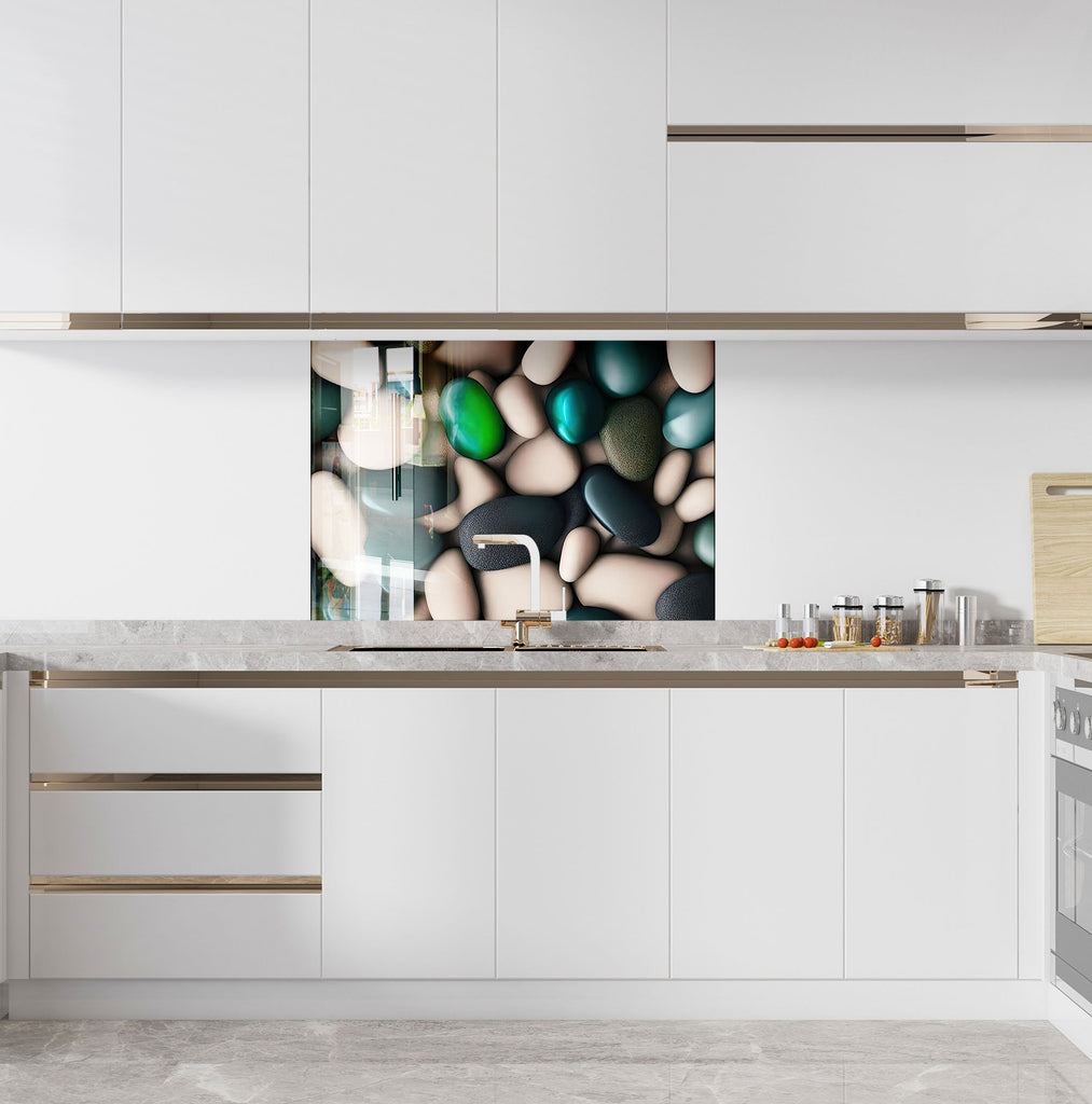Zen Spa Stones Tempered Glass Backsplash-BacksplashArtworks