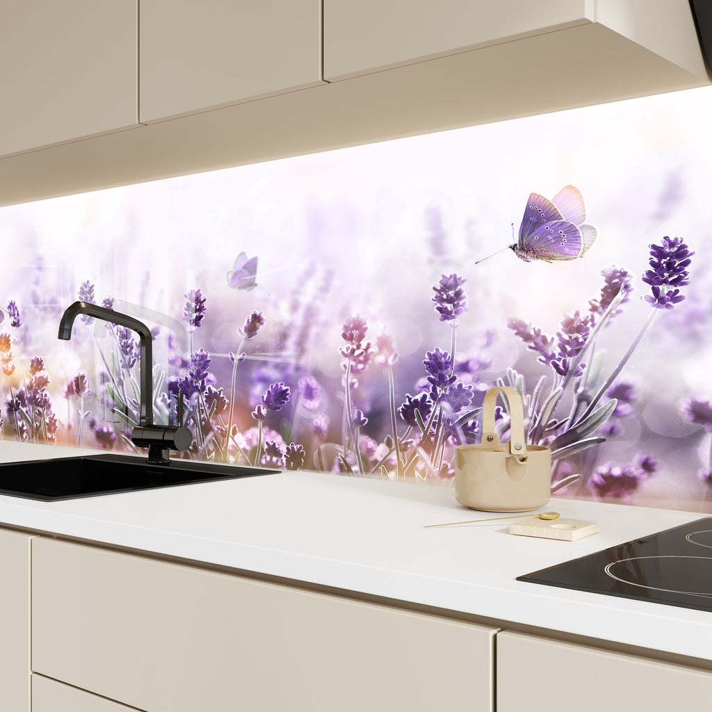 Botanical Floral Tempered Glass Backsplash-BacksplashArtworks
