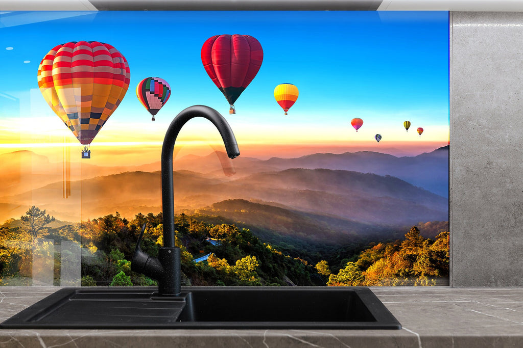 Hot Air Balloon Adventure - Glass Kitchen Backsplash-BacksplashArtworks