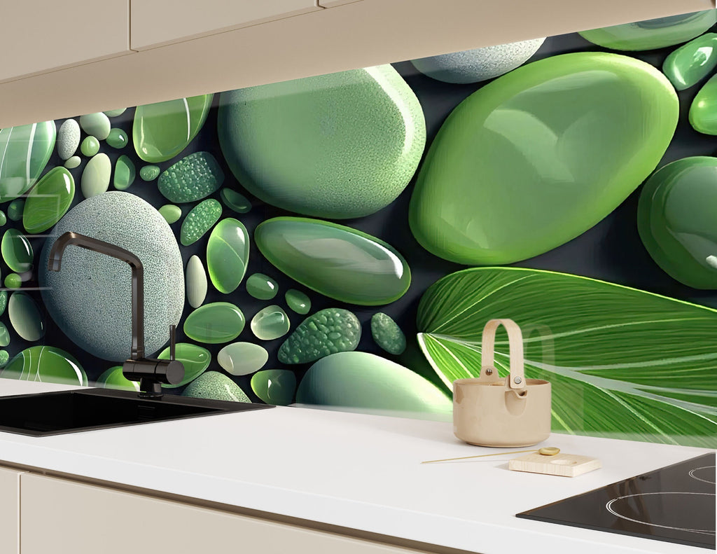 Zen Spa Stones Tempered Glass Backsplash-BacksplashArtworks