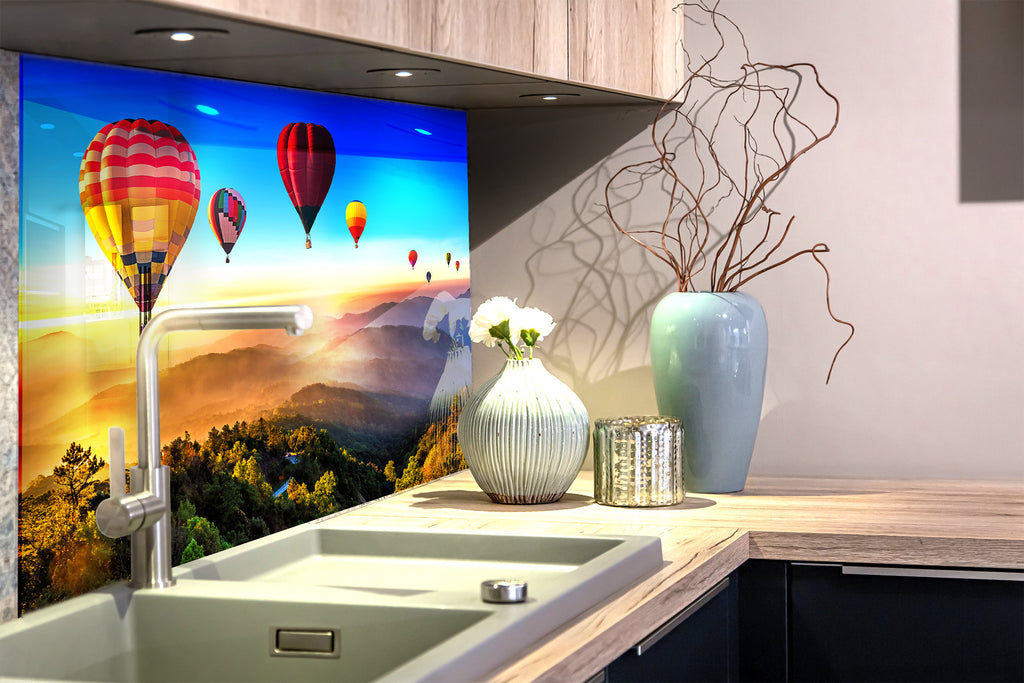 Hot Air Balloon Adventure - Glass Kitchen Backsplash-BacksplashArtworks