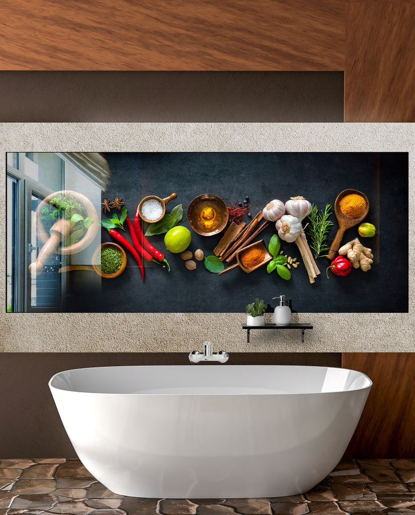 Spices & Herbs Tempered Glass Backsplash-BacksplashArtworks