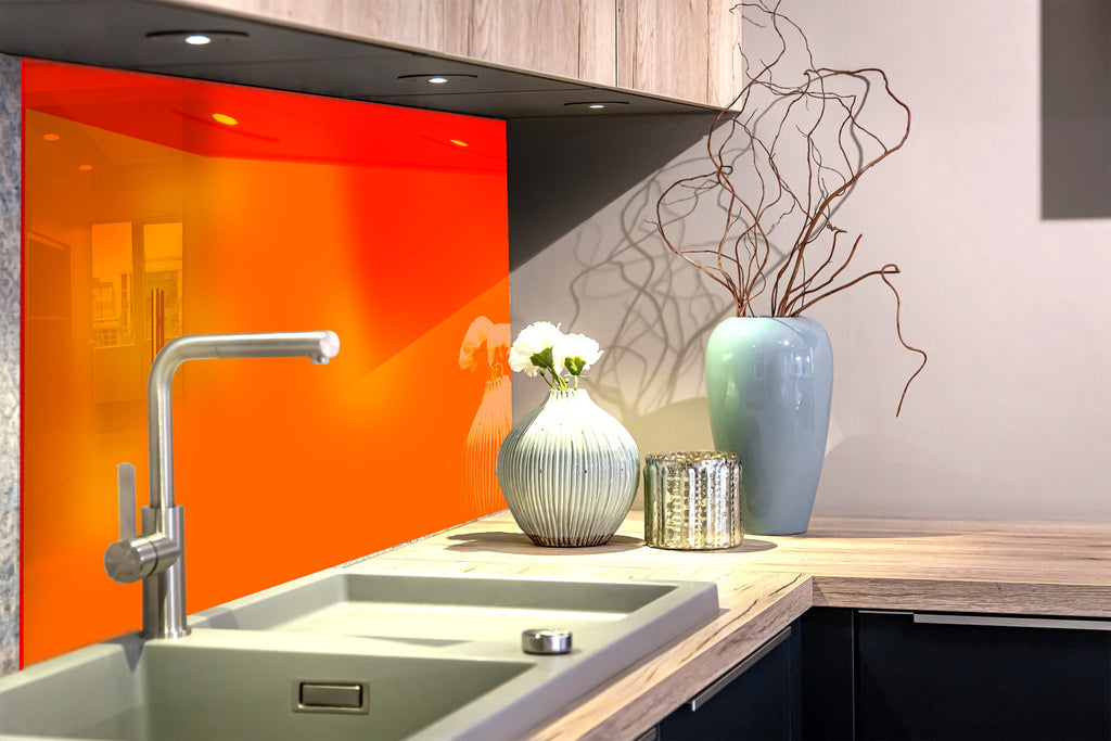 Orange - Tempered Glass Kitchen Backsplash-BacksplashArtworks