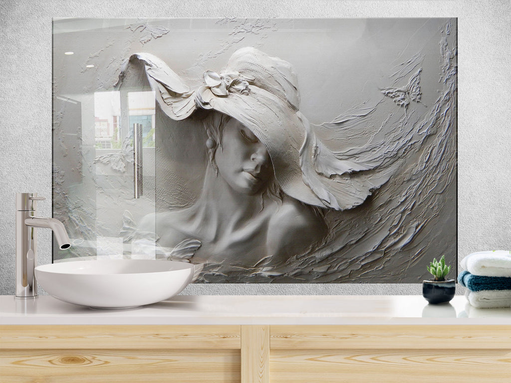 Elegant Textured Lady - Glass Kitchen Backsplash-BacksplashArtworks