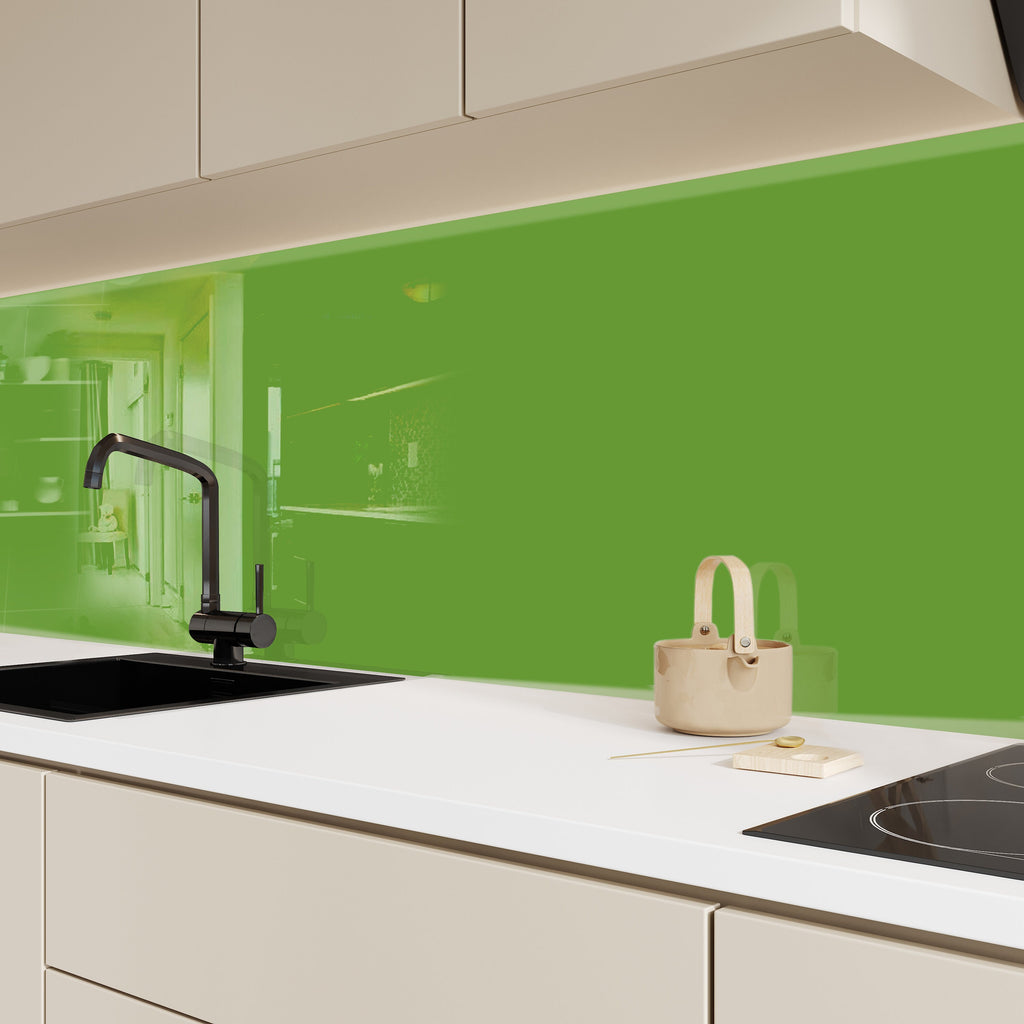 Avocado Green - Tempered Glass Kitchen Backsplash-BacksplashArtworks