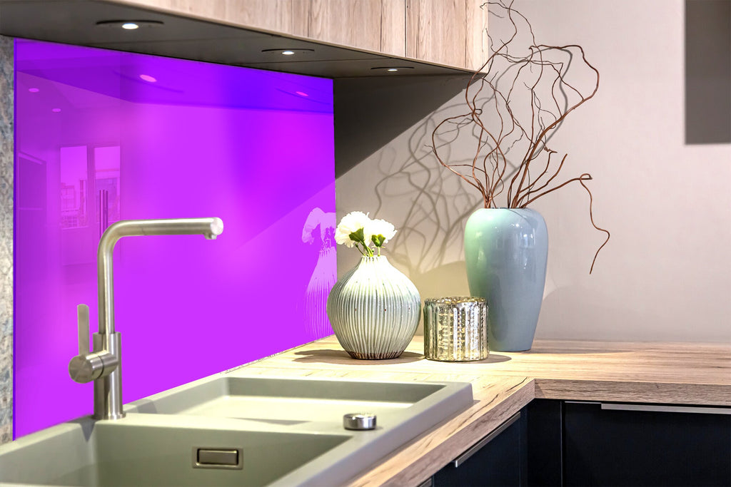 Neon Purple - Tempered Glass Kitchen Backsplash-BacksplashArtworks
