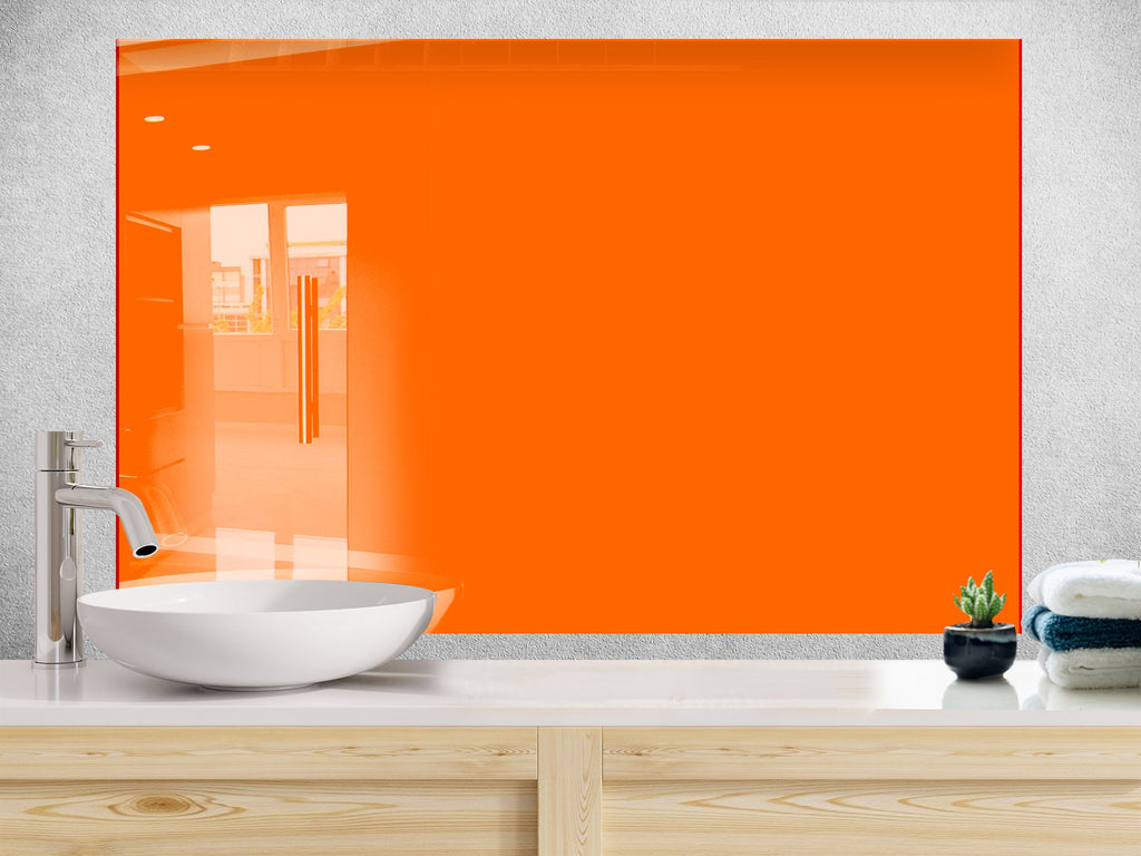 Orange - Tempered Glass Kitchen Backsplash-BacksplashArtworks
