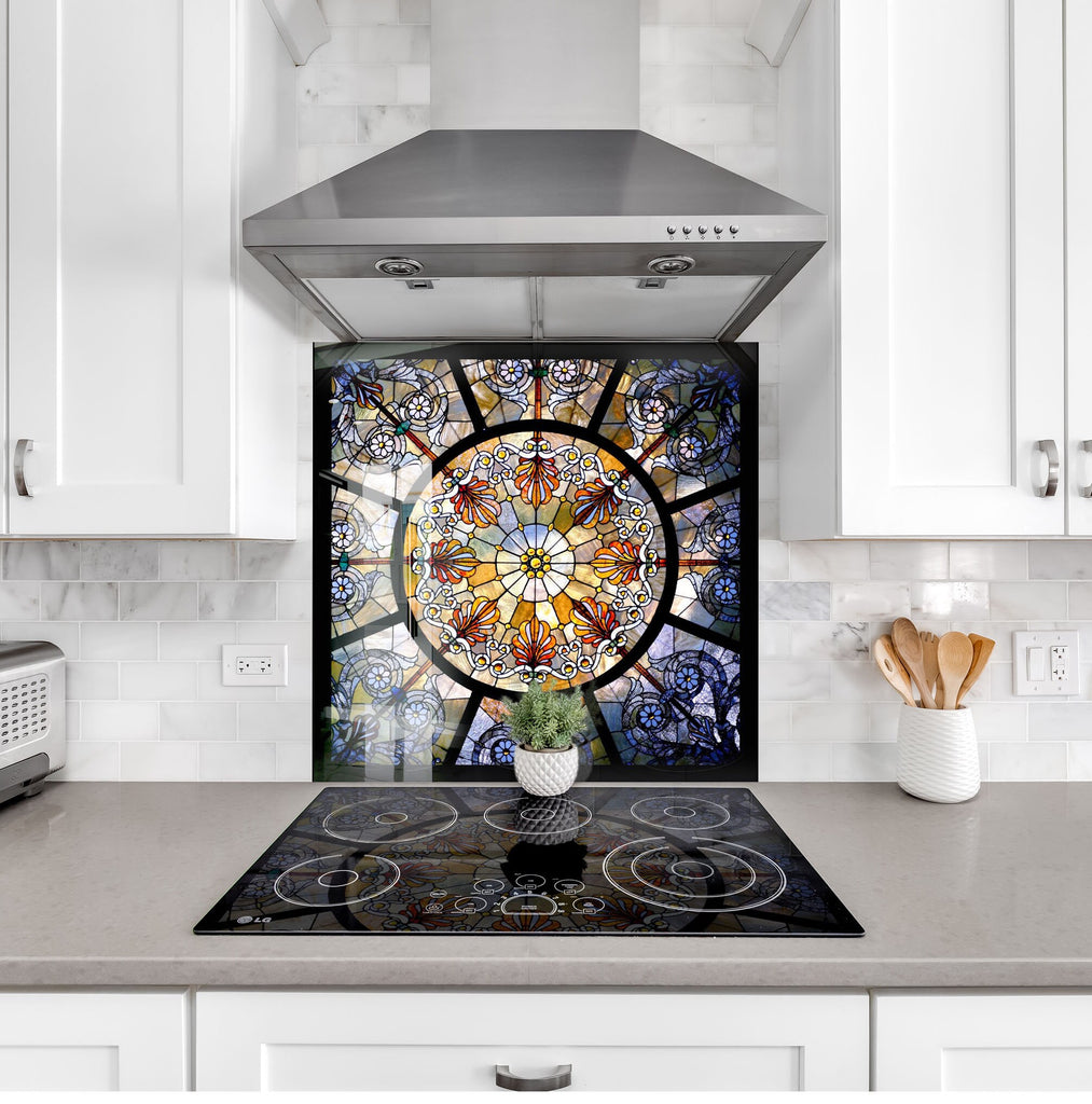 Classic Round Cathedral Design - Glass Kitchen Backsplash-BacksplashArtworks