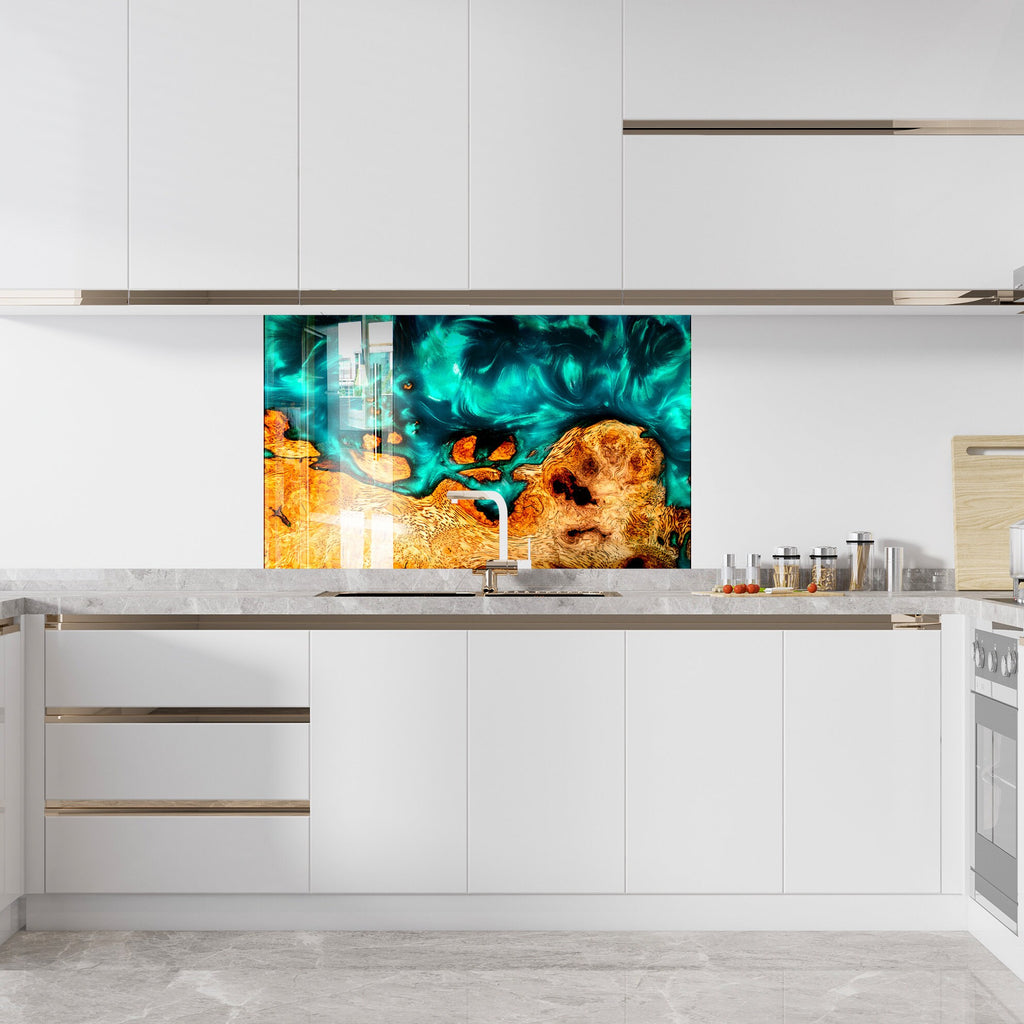 Abstract Tempered Glass Backsplash-BacksplashArtworks