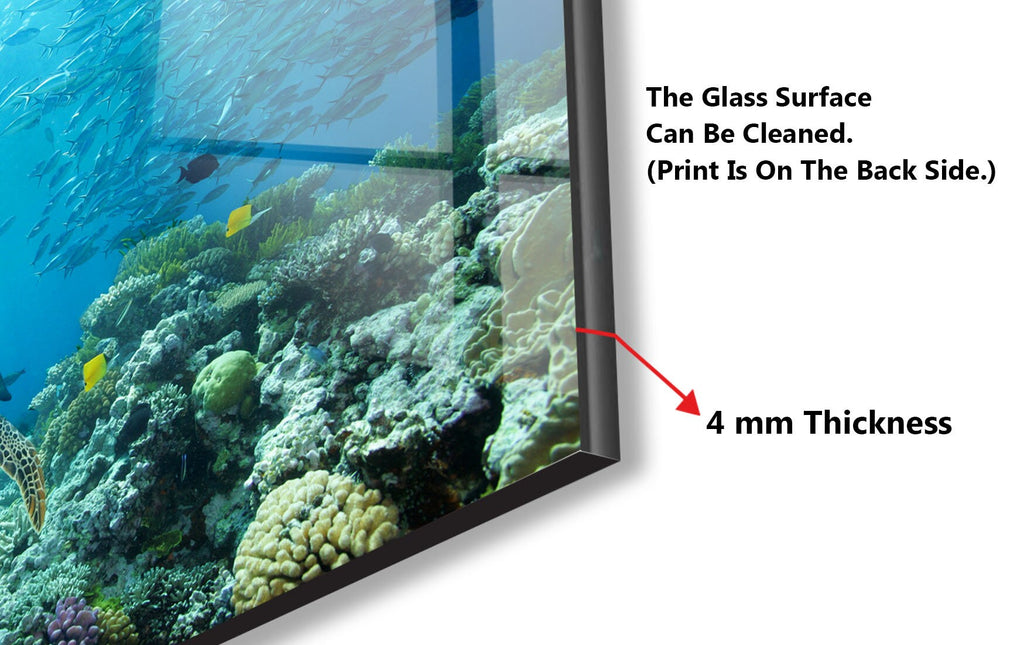 Vibrant Ocean Life Glass Kitchen Backsplash – Sea Turtle & Coral Reef Design-BacksplashArtworks