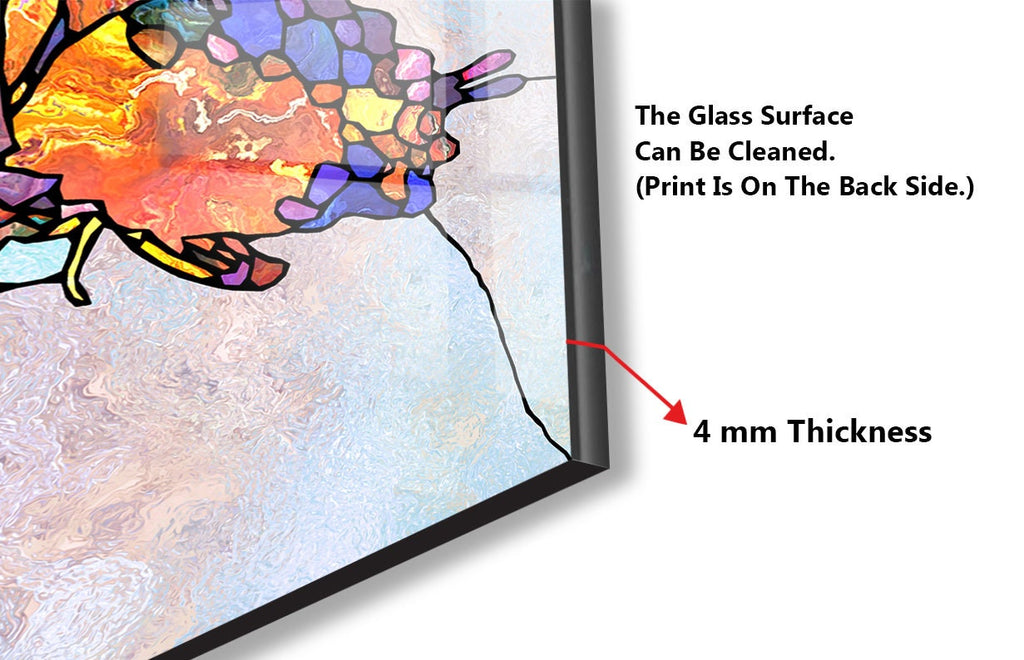 Stained Butterfly – Tempered Glass Kitchen Backsplash-BacksplashArtworks