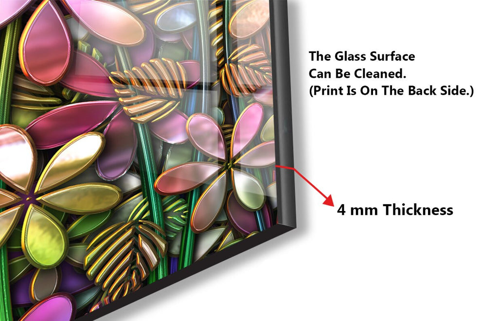 Floral Tempered Glass Backsplash-BacksplashArtworks