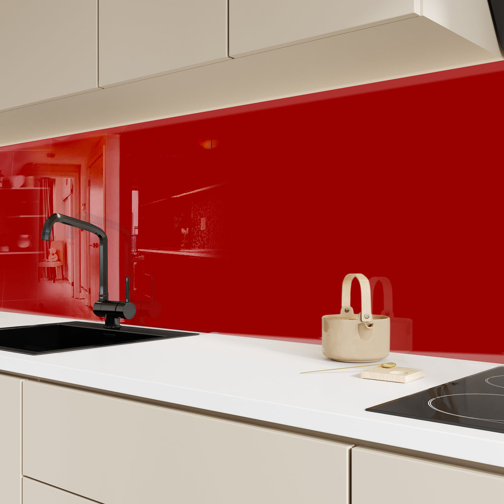 Ruby Red - Tempered Glass Kitchen Backsplash-BacksplashArtworks