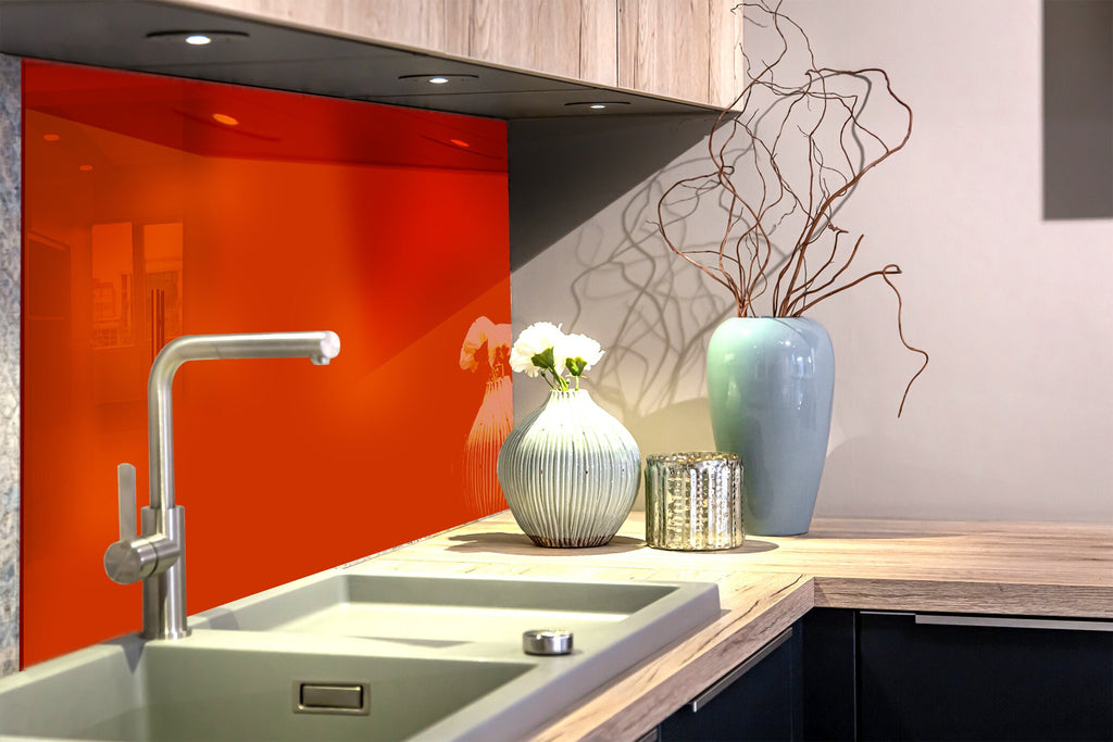 Orange - Glass Kitchen Backsplash-BacksplashArtworks