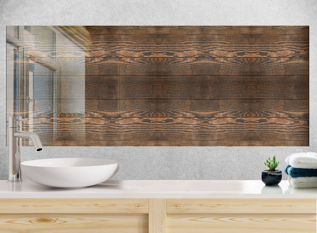 Dark Wood Grain - Glass Kitchen Backsplash-BacksplashArtworks