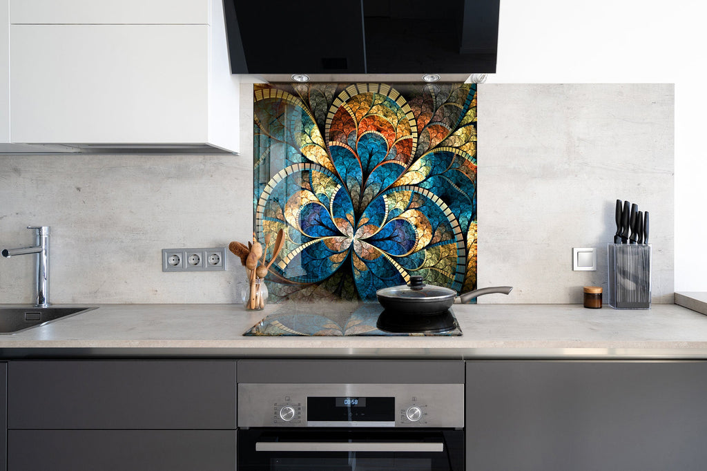 Abstract Tempered Glass Backsplash-BacksplashArtworks
