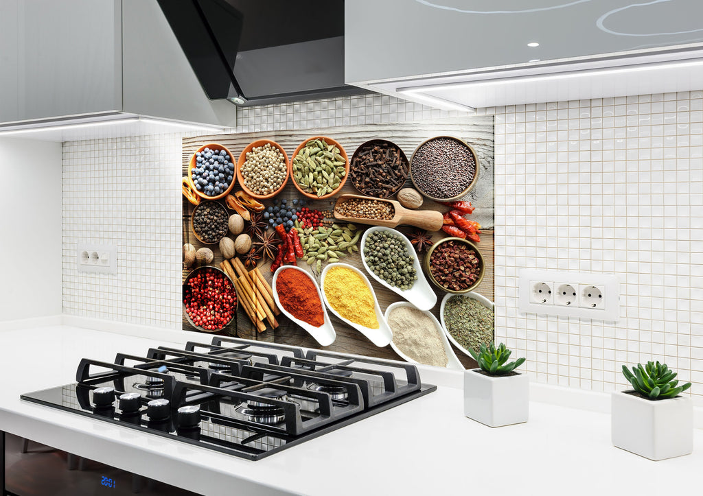 Spice Bomb - Glass Kitchen Backsplash-BacksplashArtworks
