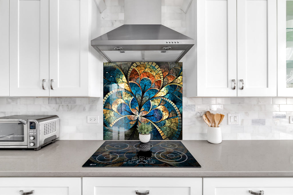 Abstract Tempered Glass Backsplash-BacksplashArtworks