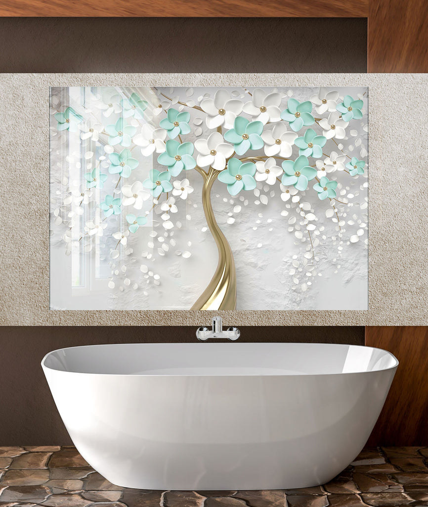 Botanical Floral Tempered Glass Backsplash-BacksplashArtworks