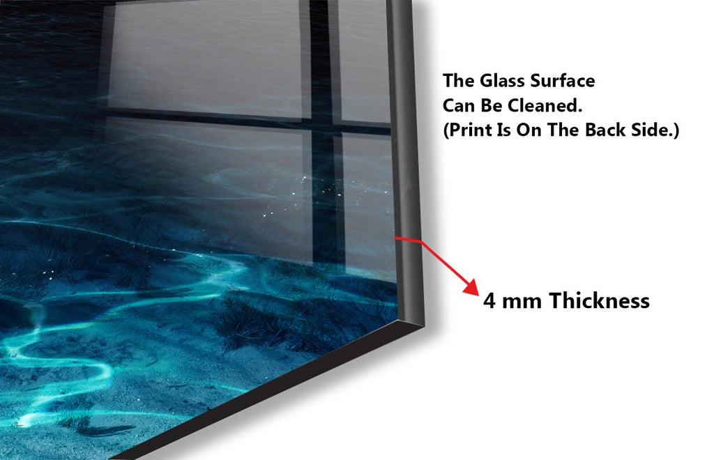 Moonlit Ocean Night Wall Art - Tempered Glass Kitchen Backsplash-BacksplashArtworks