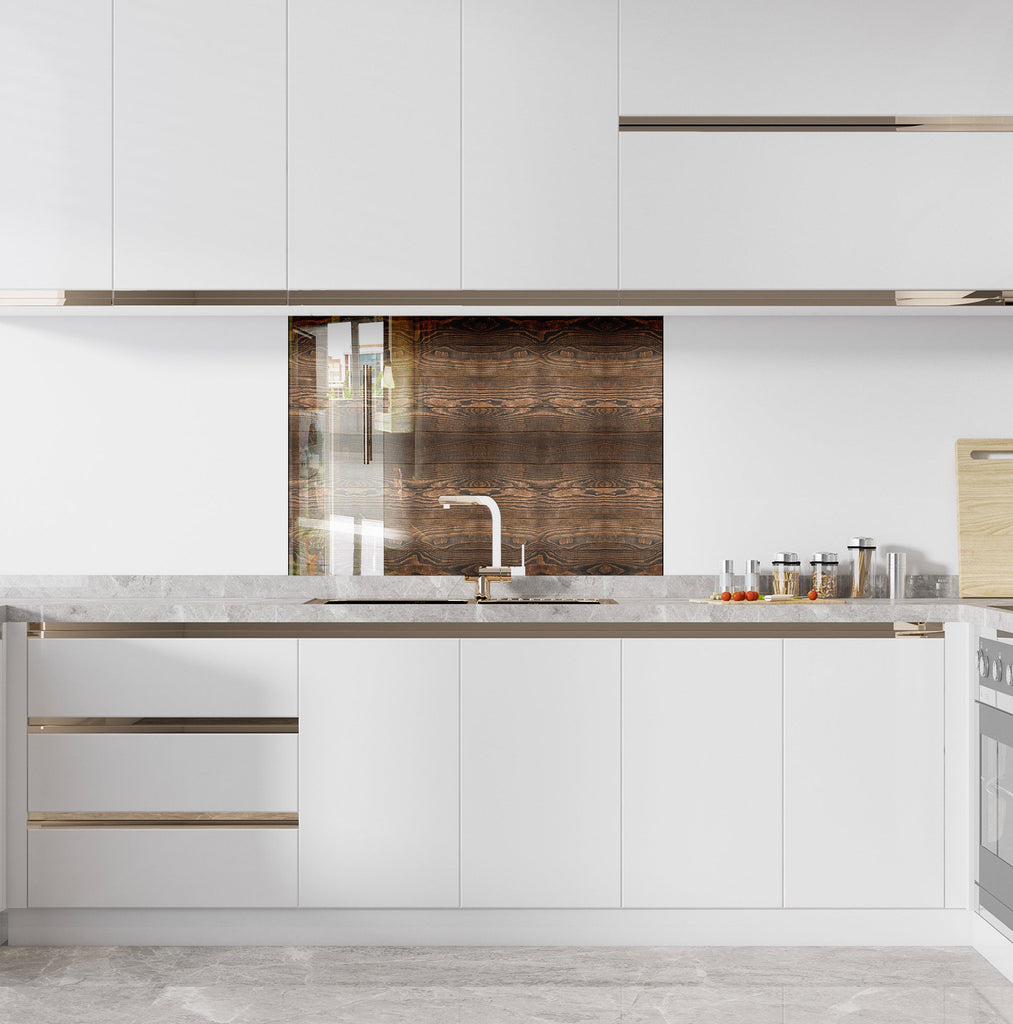 Dark Wood Grain - Glass Kitchen Backsplash-BacksplashArtworks