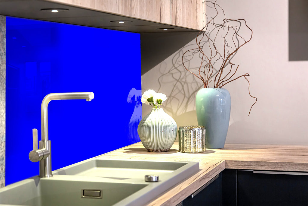 Blue - Tempered Glass Kitchen Backsplash-BacksplashArtworks