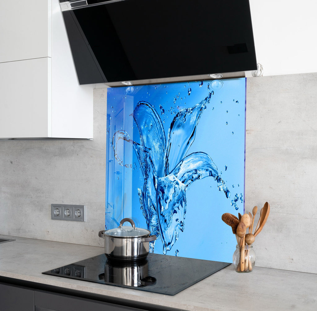 Modern Water Splash - Glass Kitchen Backsplash-BacksplashArtworks