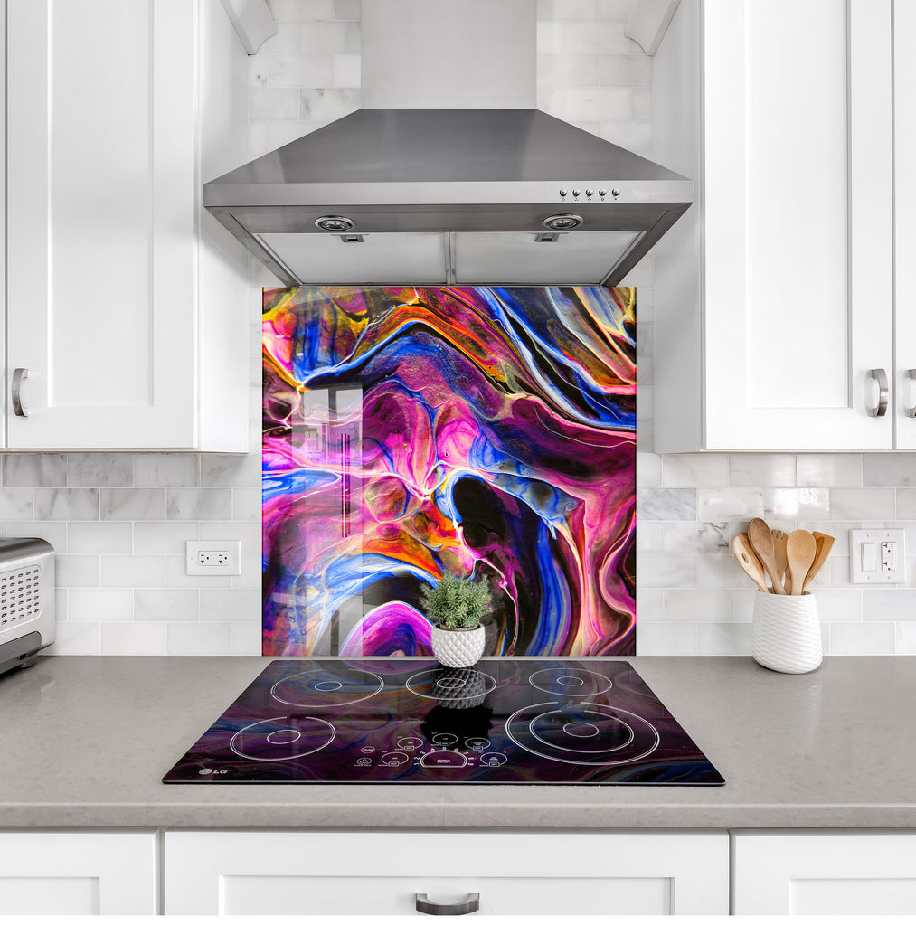 Abstract Tempered Glass Backsplash-BacksplashArtworks