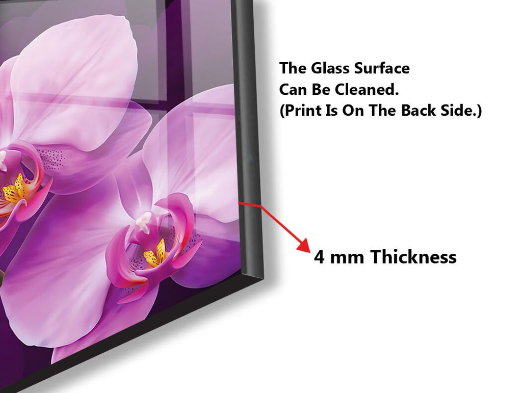 Purple Orchid Tempered Glass Backsplash-BacksplashArtworks