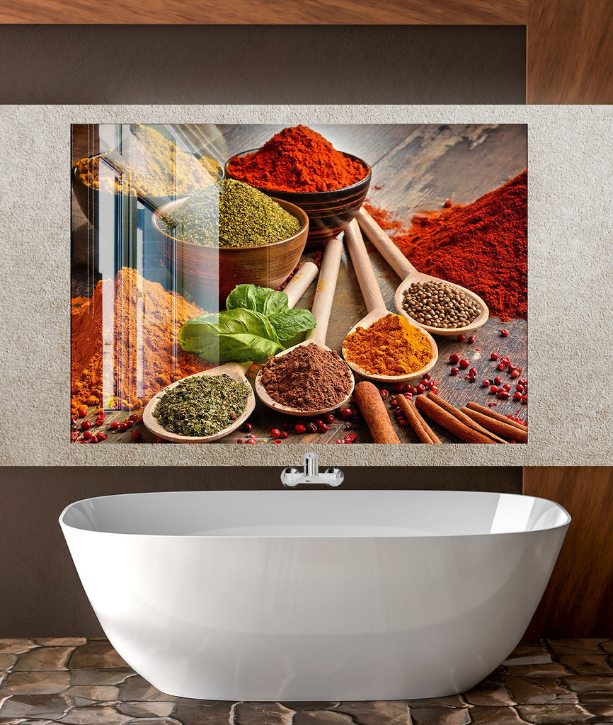Spices & Herbs Market - Glass Backsplash-BacksplashArtworks