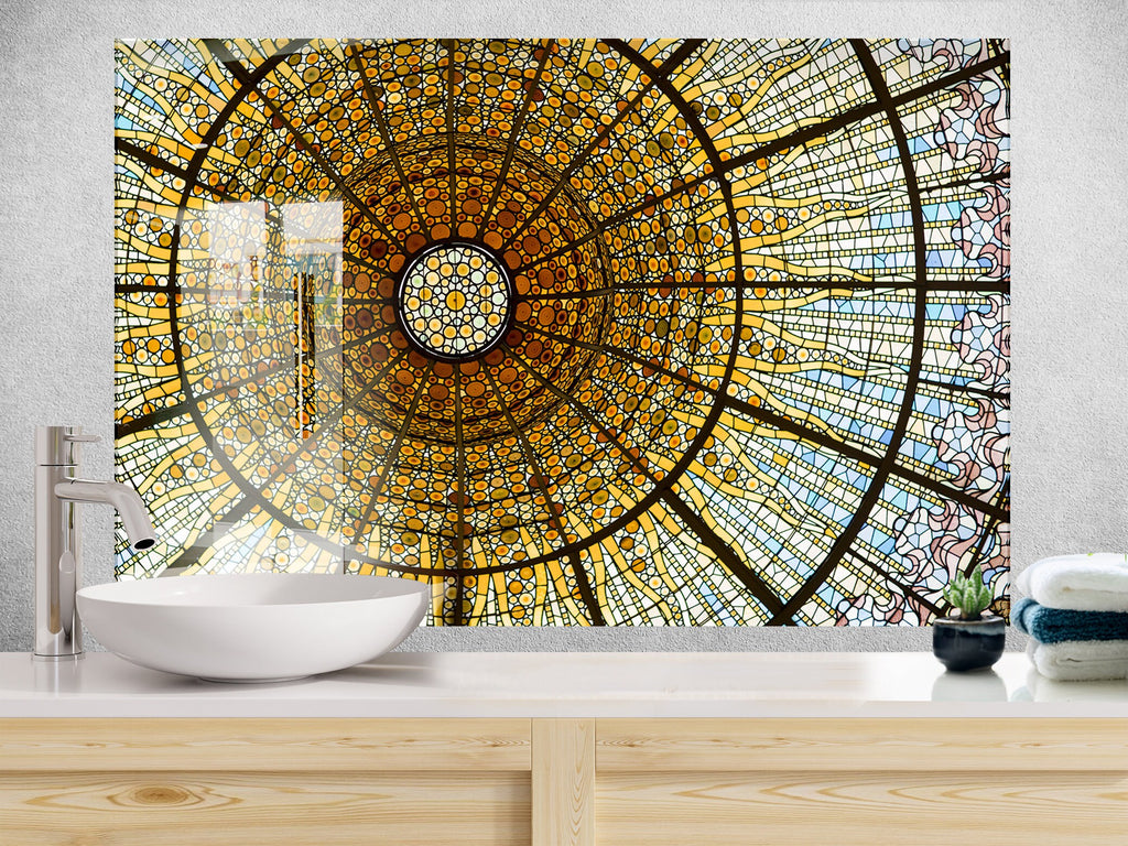 Golden Dome Stained - Glass Kitchen Backsplash-BacksplashArtworks