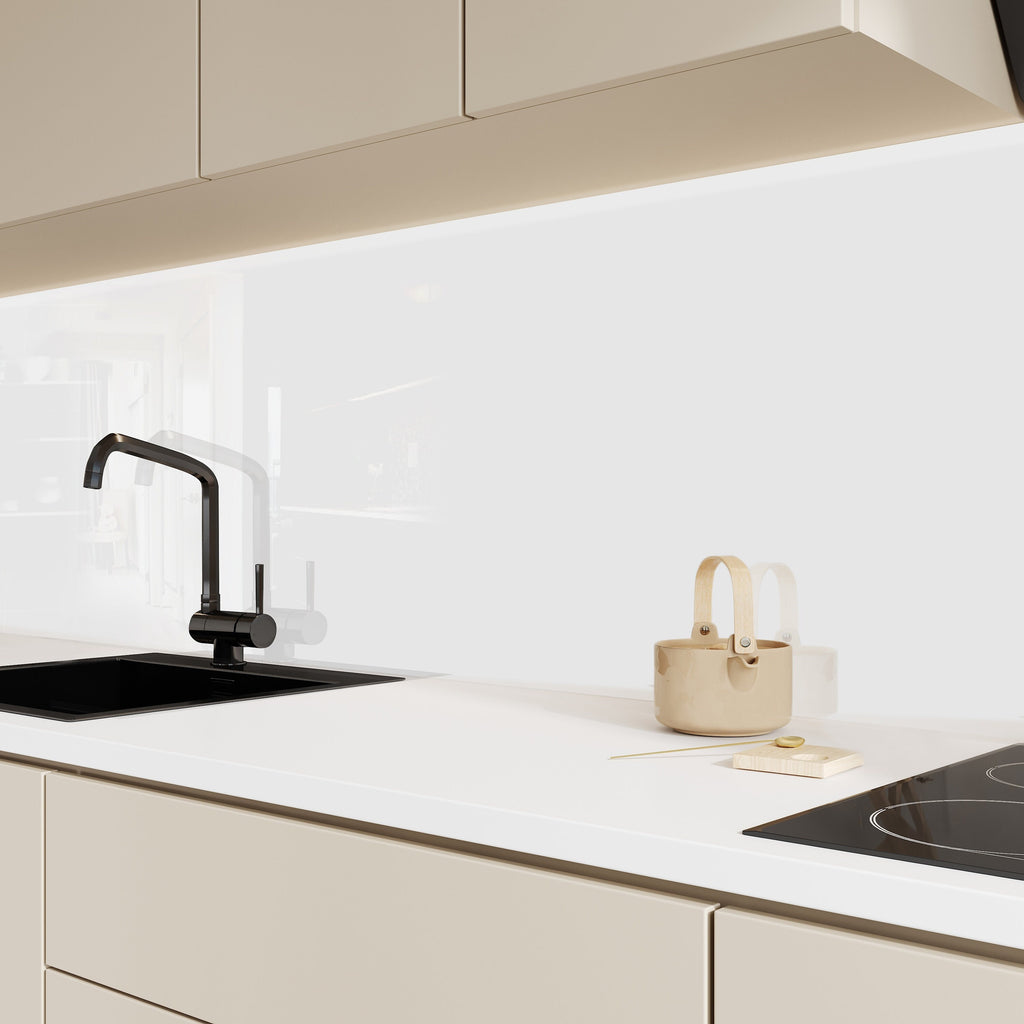 Light Grey - Tempered Glass Kitchen Backsplash-BacksplashArtworks