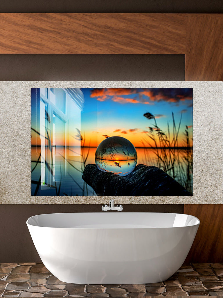 Crystal Ball Sunset – Glass Kitchen Backsplash-BacksplashArtworks