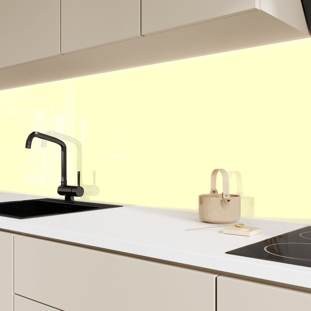 Pale Yellow - Tempered Glass Kitchen Backsplash-BacksplashArtworks