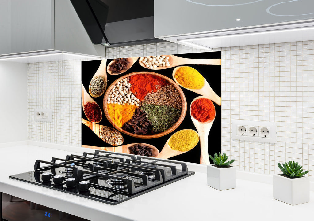 Exotic Spice Medley - Tempered Glass Kitchen Backsplash-BacksplashArtworks