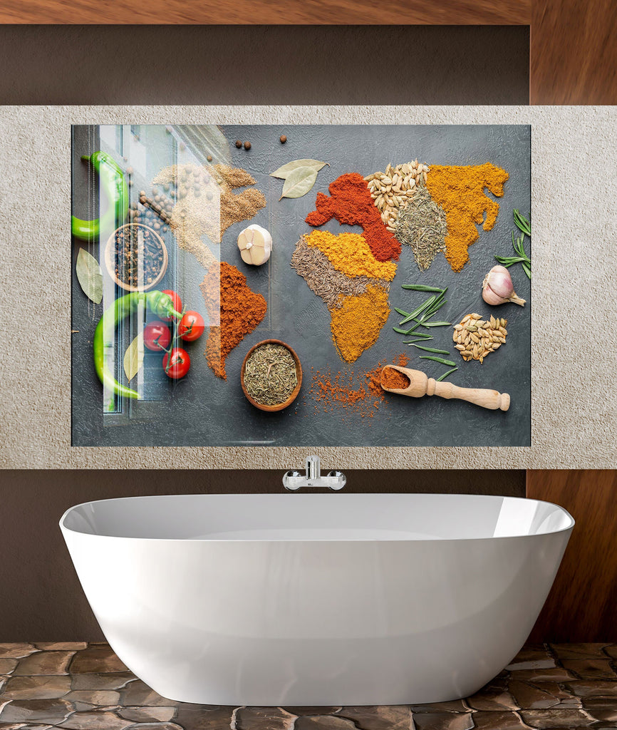 World of Spices - Glass Kitchen Backsplash-BacksplashArtworks
