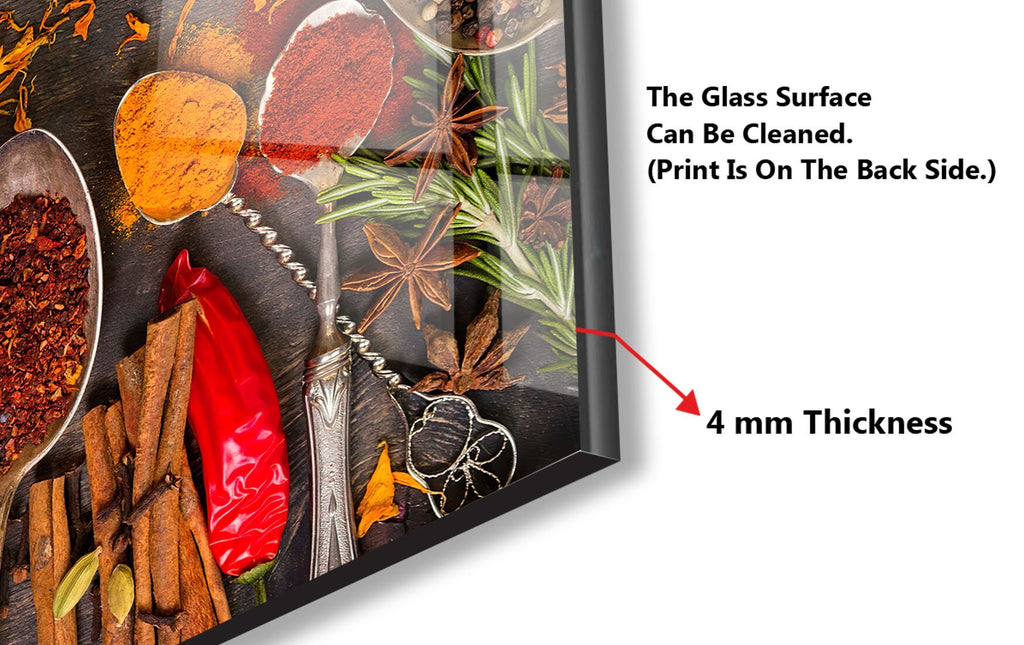 Exotic Herbs Symphony - Glass Kitchen Backsplash-BacksplashArtworks