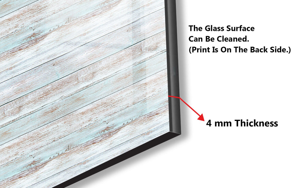Coastal Blue Weathered Wood - Tempered Glass Kitchen Backsplash-BacksplashArtworks
