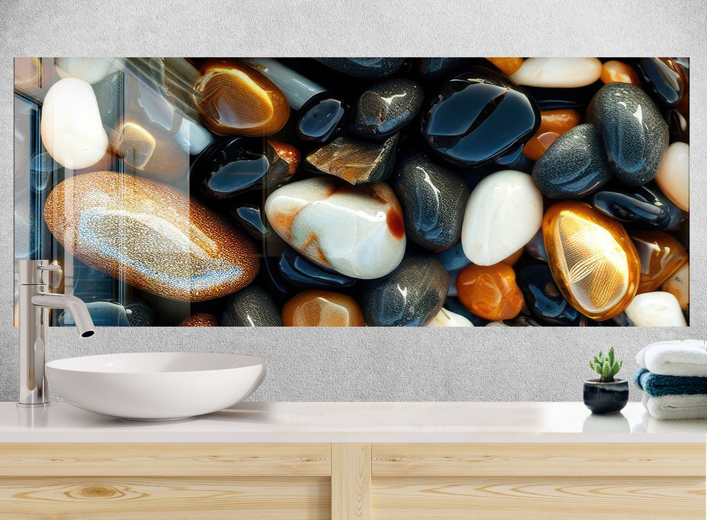 Zen Spa Stones Tempered Glass Backsplash-BacksplashArtworks