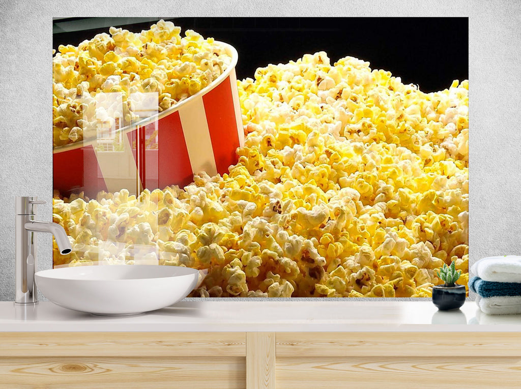 Movie Night Popcorn - Glass Kitchen Backsplash-BacksplashArtworks