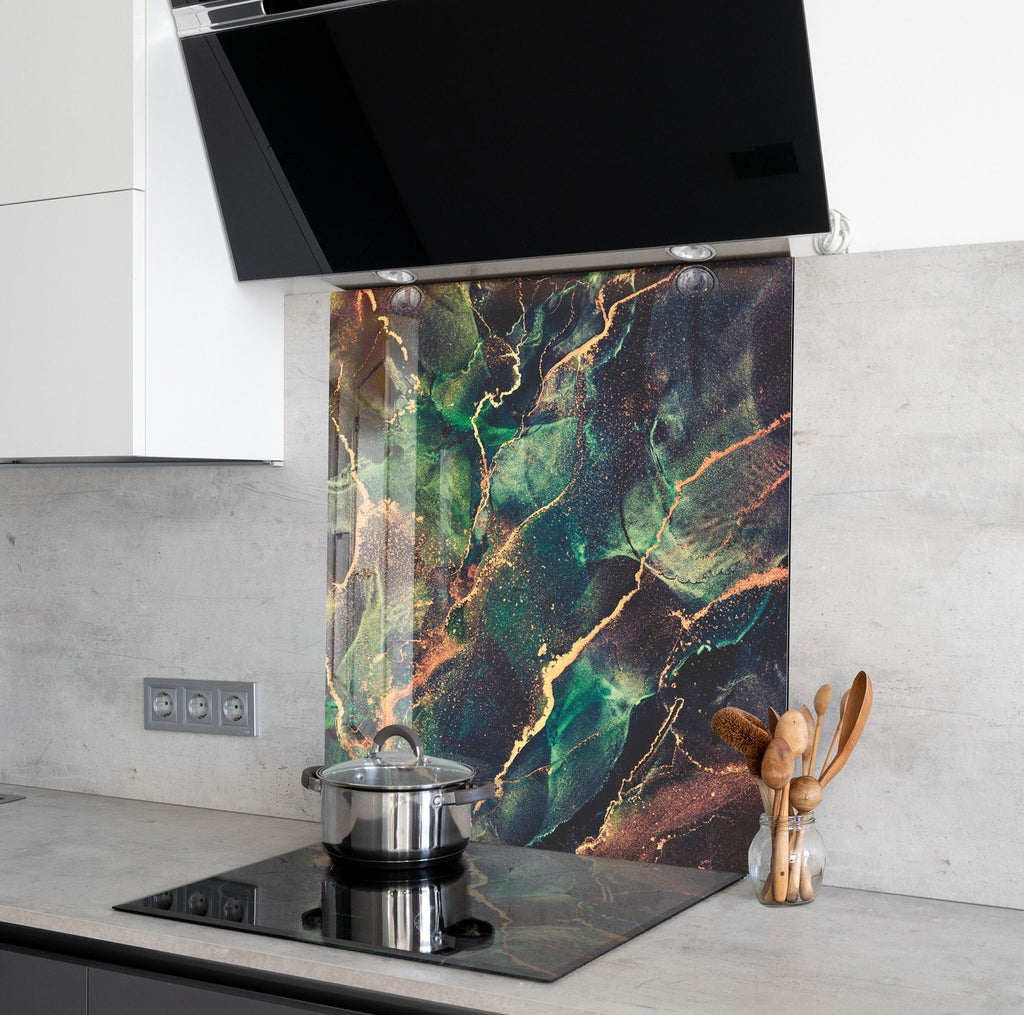 Mystical Green Marble - Glass Kitchen Backsplash-BacksplashArtworks