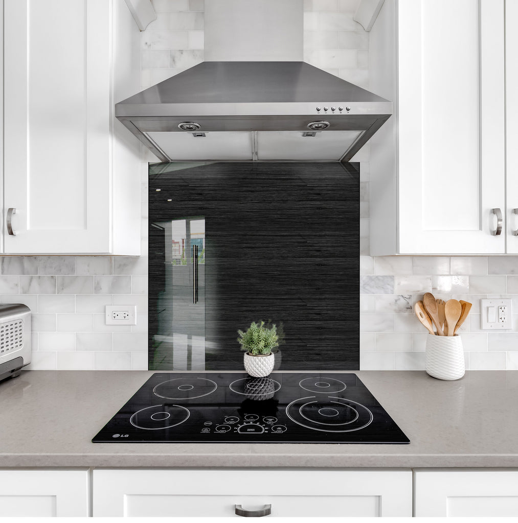 Black Wood Grain - Glass Kitchen Backsplash-BacksplashArtworks
