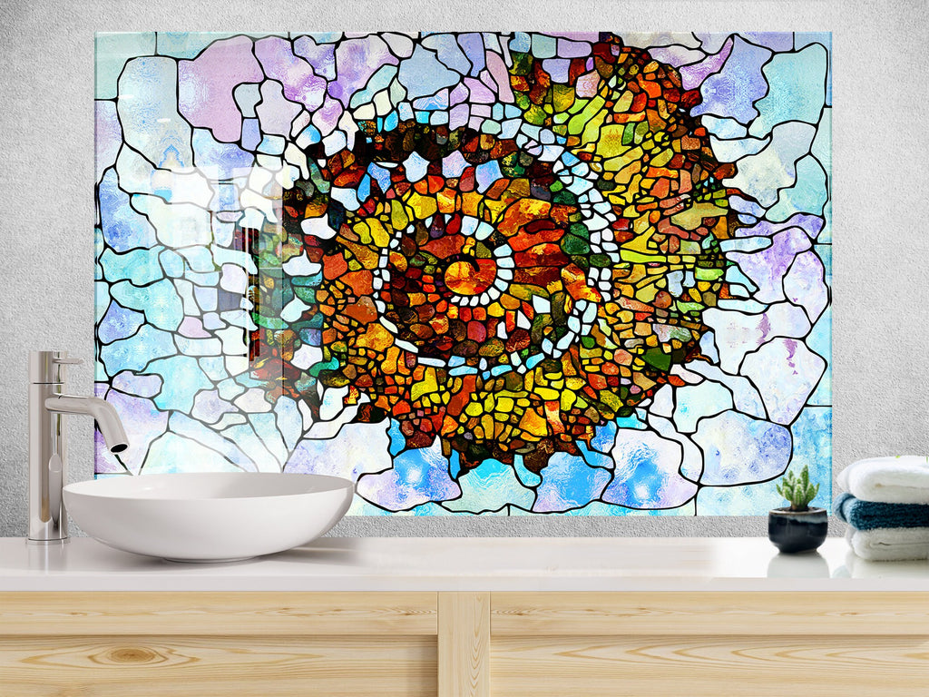 Golden Spiral Stained - Glass Kitchen Backsplash-BacksplashArtworks