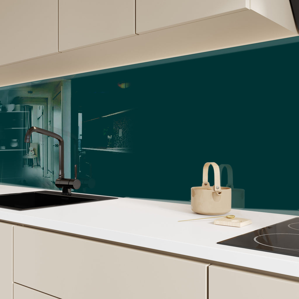 Dark Green - Tempered Glass Kitchen Backsplash-BacksplashArtworks
