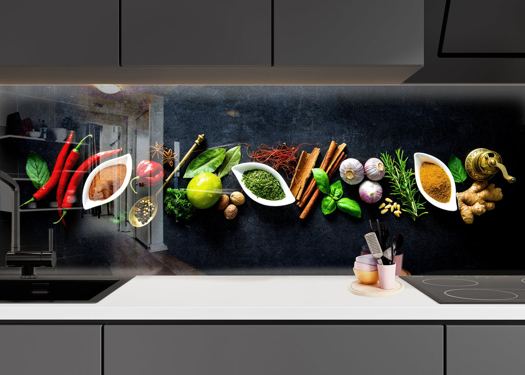Spice & Herb Glass Kitchen Backsplash – Flavorful Herb & Spice Design-BacksplashArtworks