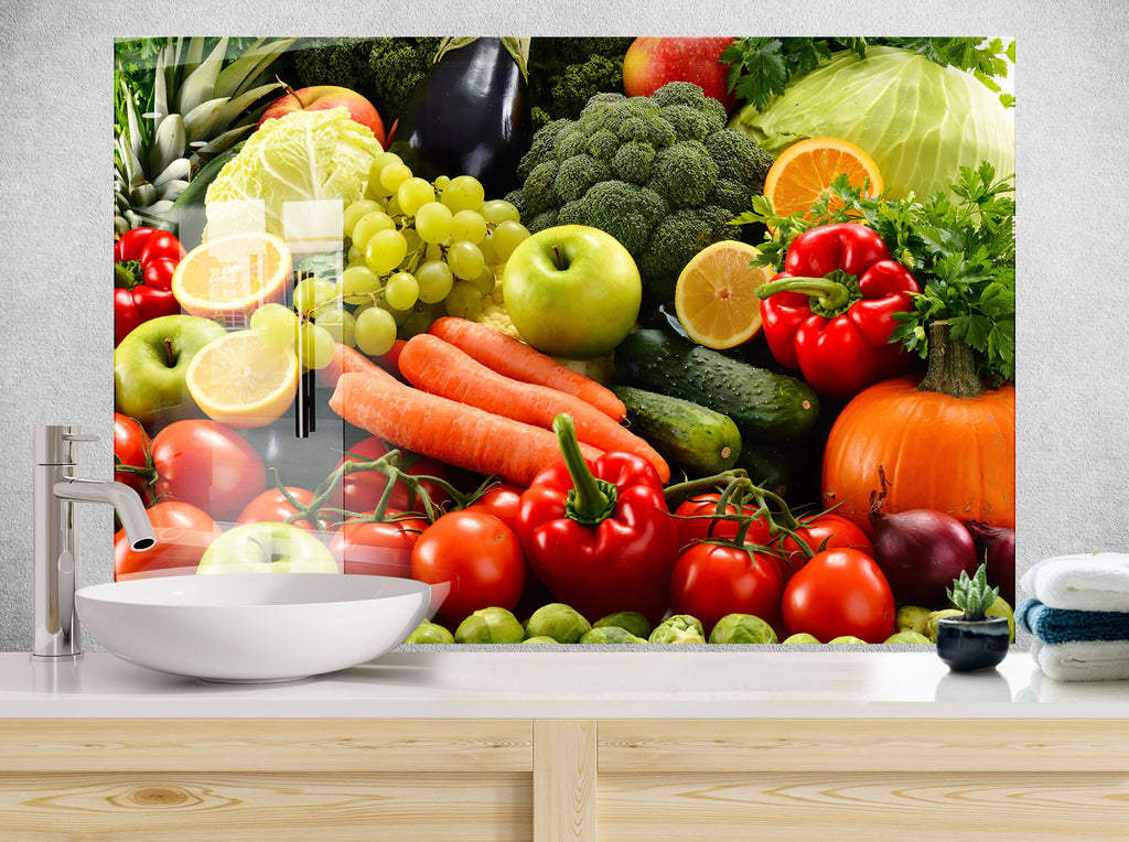 Vibrant Fresh Veggie Glass Kitchen Backsplash – Colorful Healthy Design-BacksplashArtworks