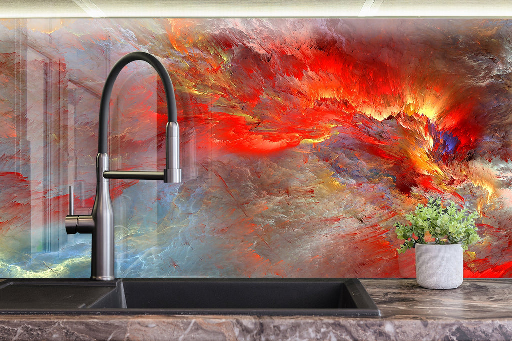 Abstract Tempered Glass Backsplash-BacksplashArtworks
