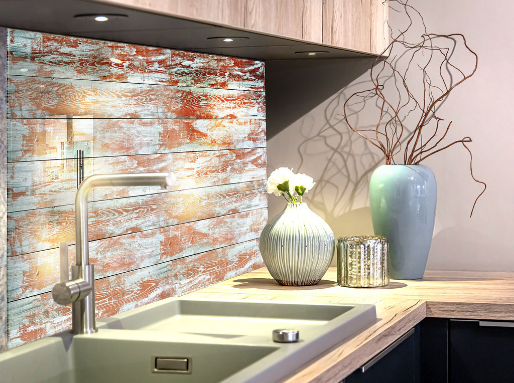 Coastal Wood - Glass Kitchen Backsplash-BacksplashArtworks